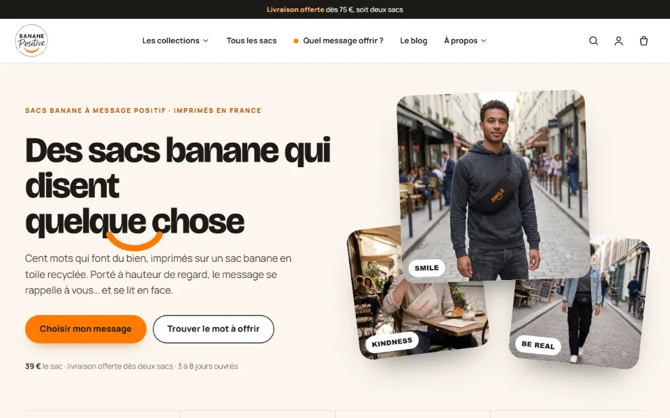 Capture d'écran du site Banane Positive