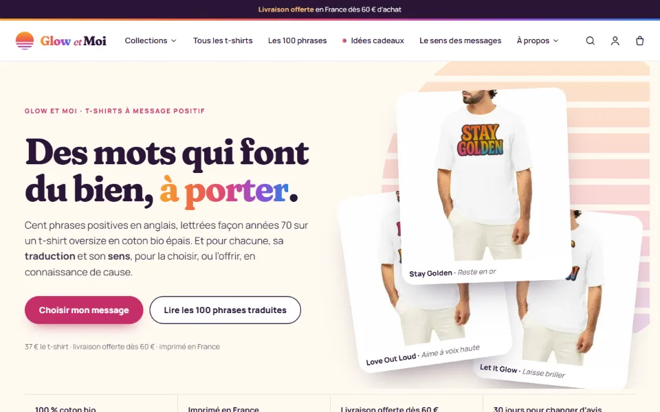Capture d'écran du site Glow et Moi