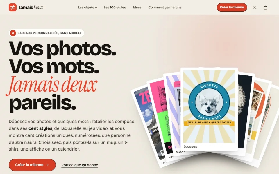 Capture d'écran du site Jamais Deux