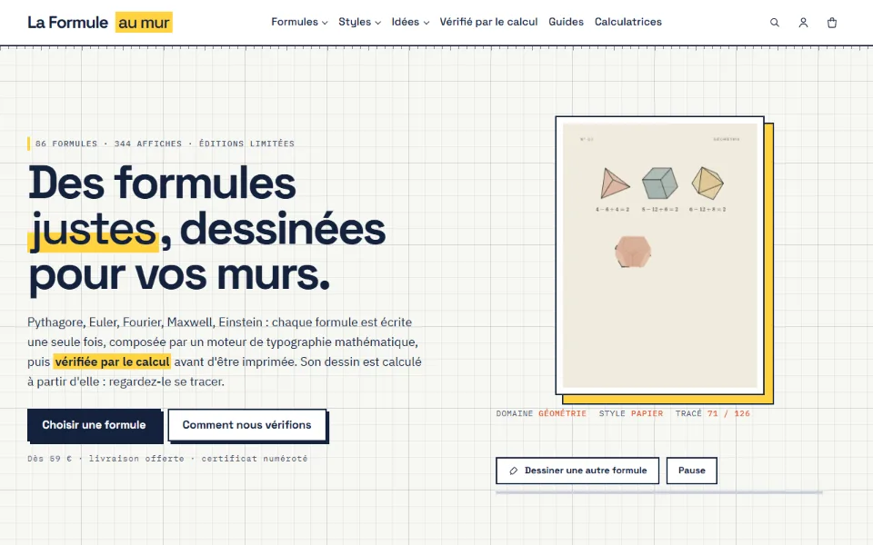 Capture d'écran du site La Formule au mur