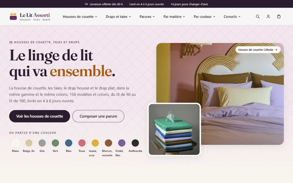 Capture d'écran du site Le Lit Assorti